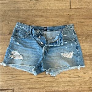 GAP Women's Light Blue Distressed Jean Shorts